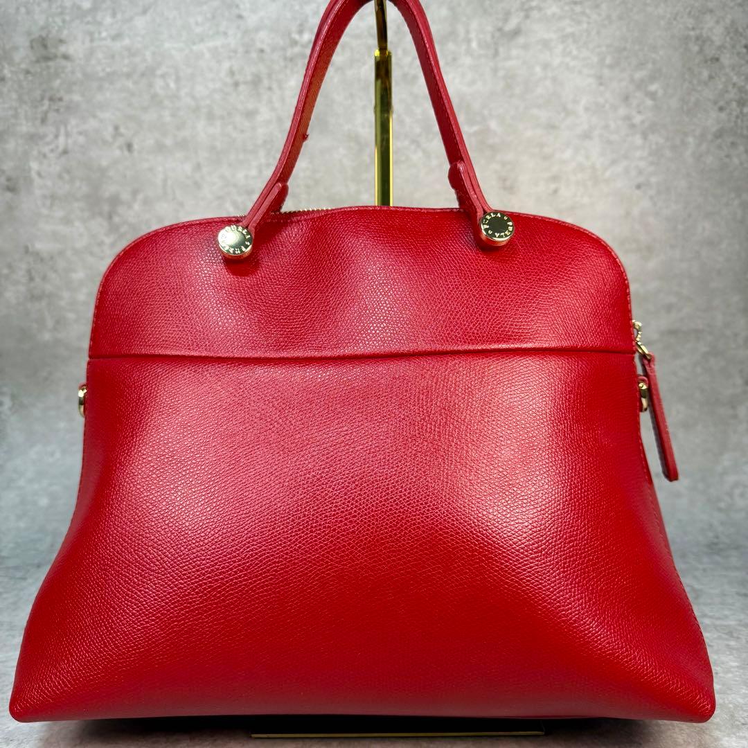 極美品】FURLA フルラ パイパー M 赤 2WAY ハンドバッグ - メルカリ