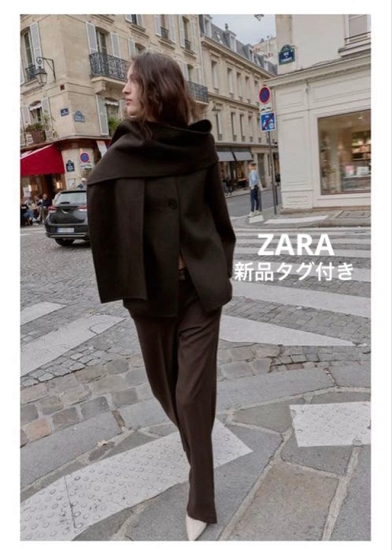 完売品⭐︎ZARA ウール ショートスカーフコート M ブラウン 今期新作