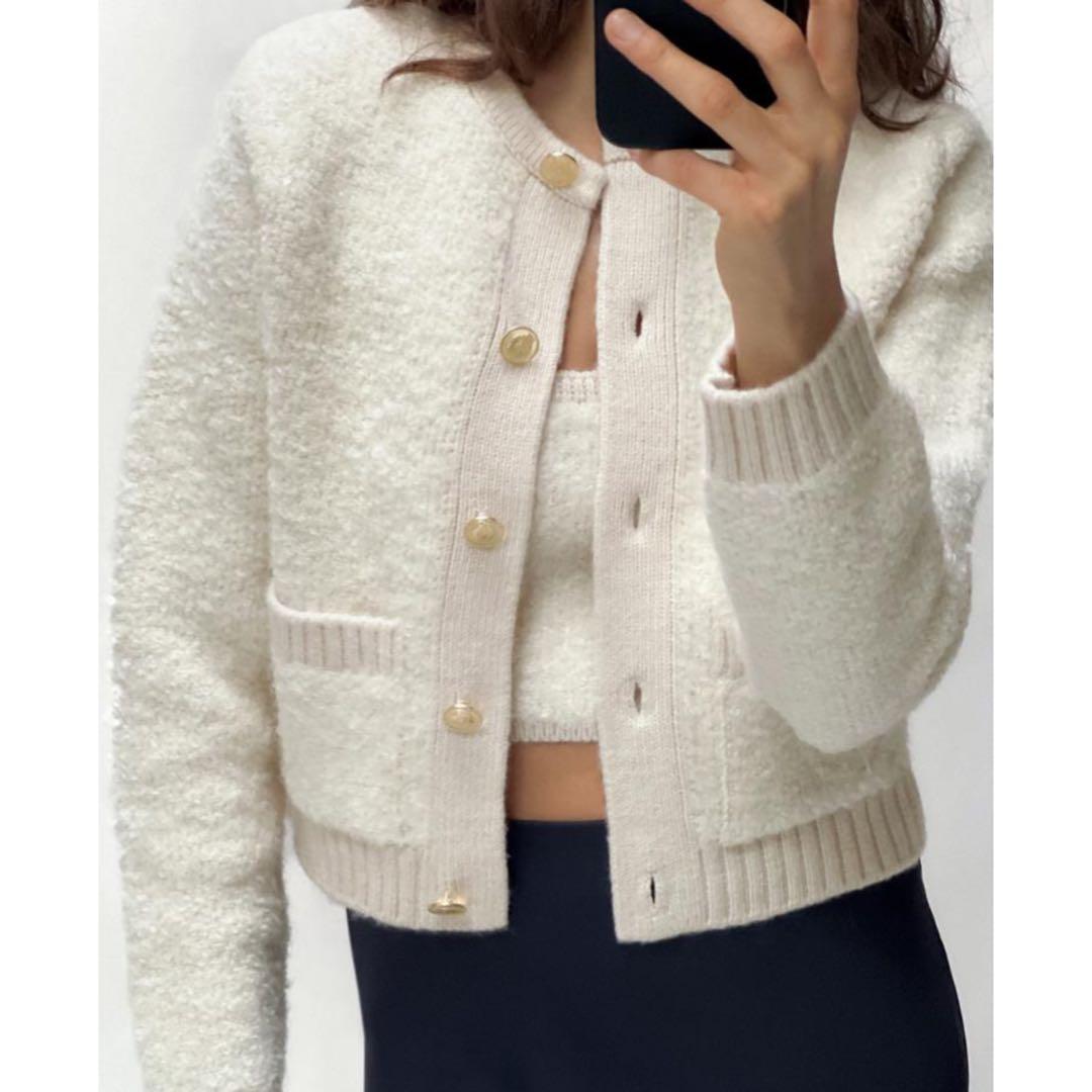 ZARA ブークレニットカーディガン - メルカリ