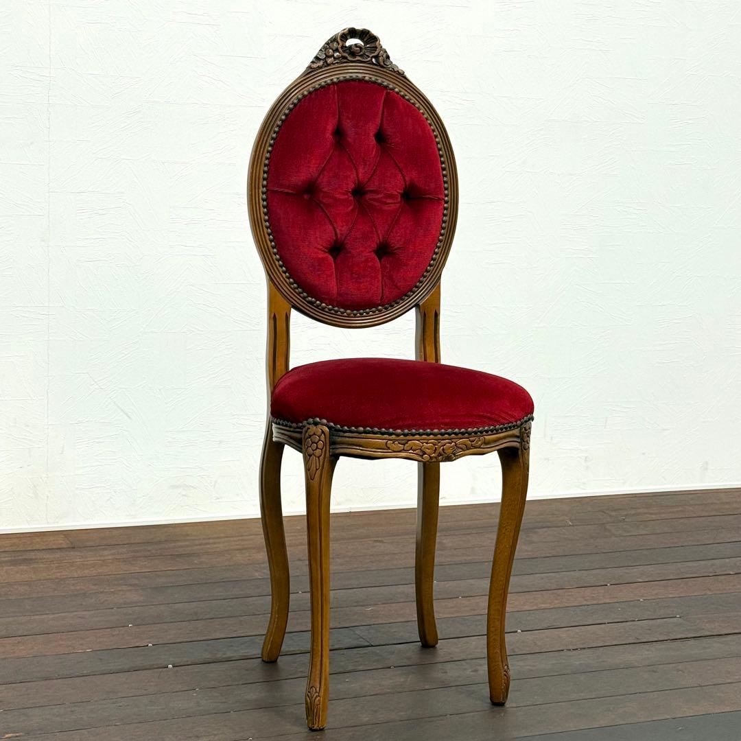 H22K2b イタリア アンティーク調 猫脚 ダイニングチェア ロココ調 鋲