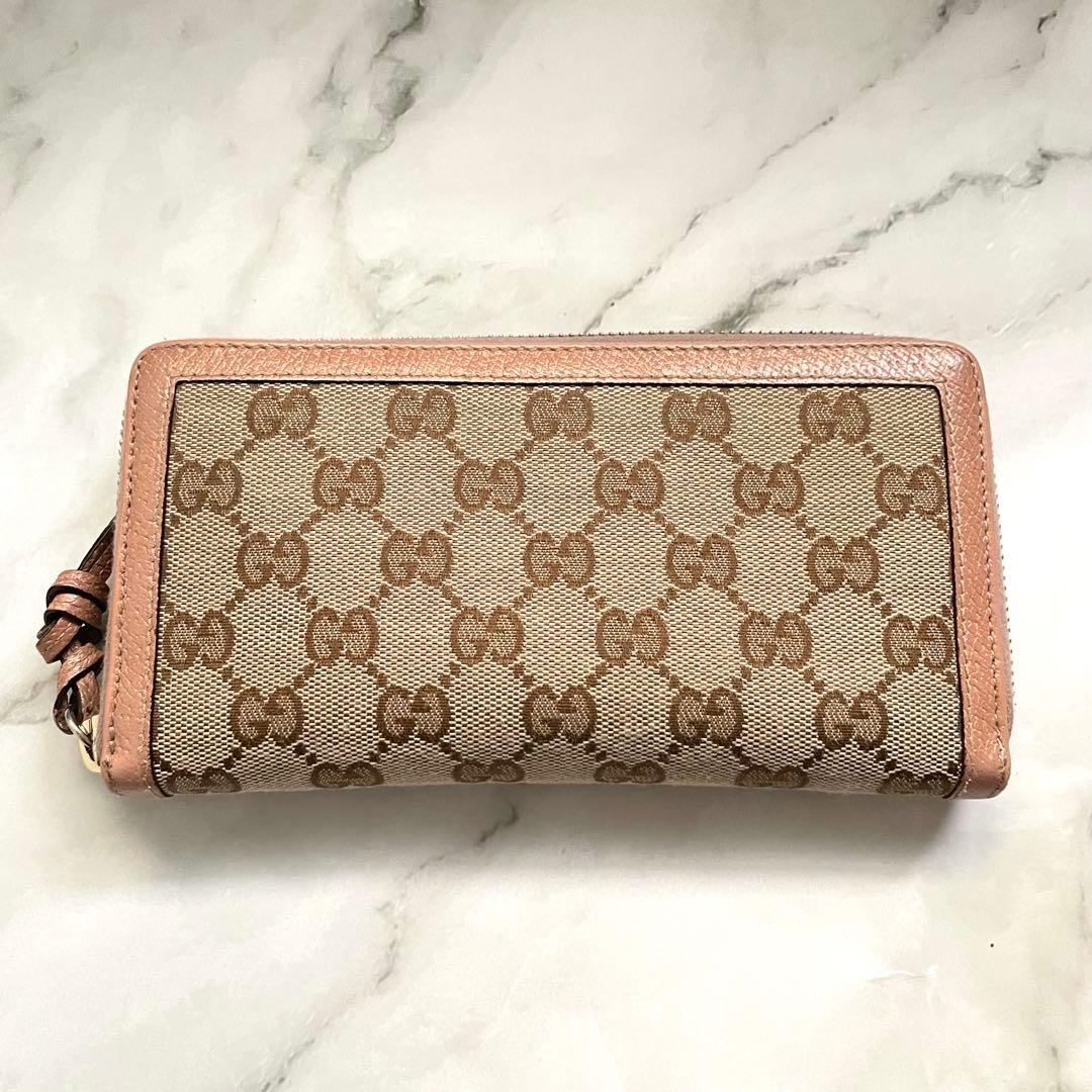 GUCCI グッチ 長財布 ラウンドファスナー キャンバス　0111-⑨ GUCCI（グッチ） (美品) ラウンドファスナー 長財布 レザー ネイビー