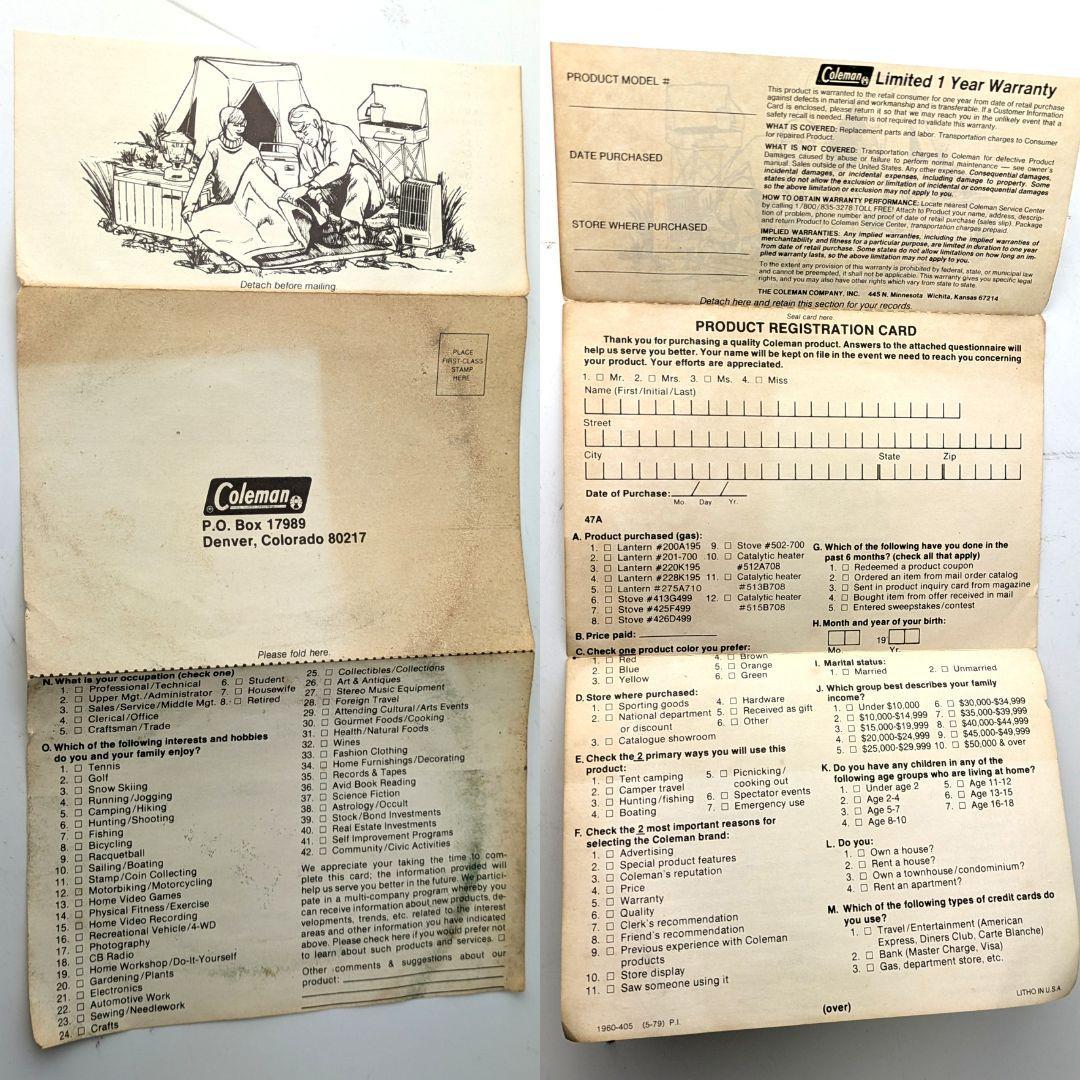 B*B様 これで45年前！の美品☆1980年2月製コールマン220K195☆箱