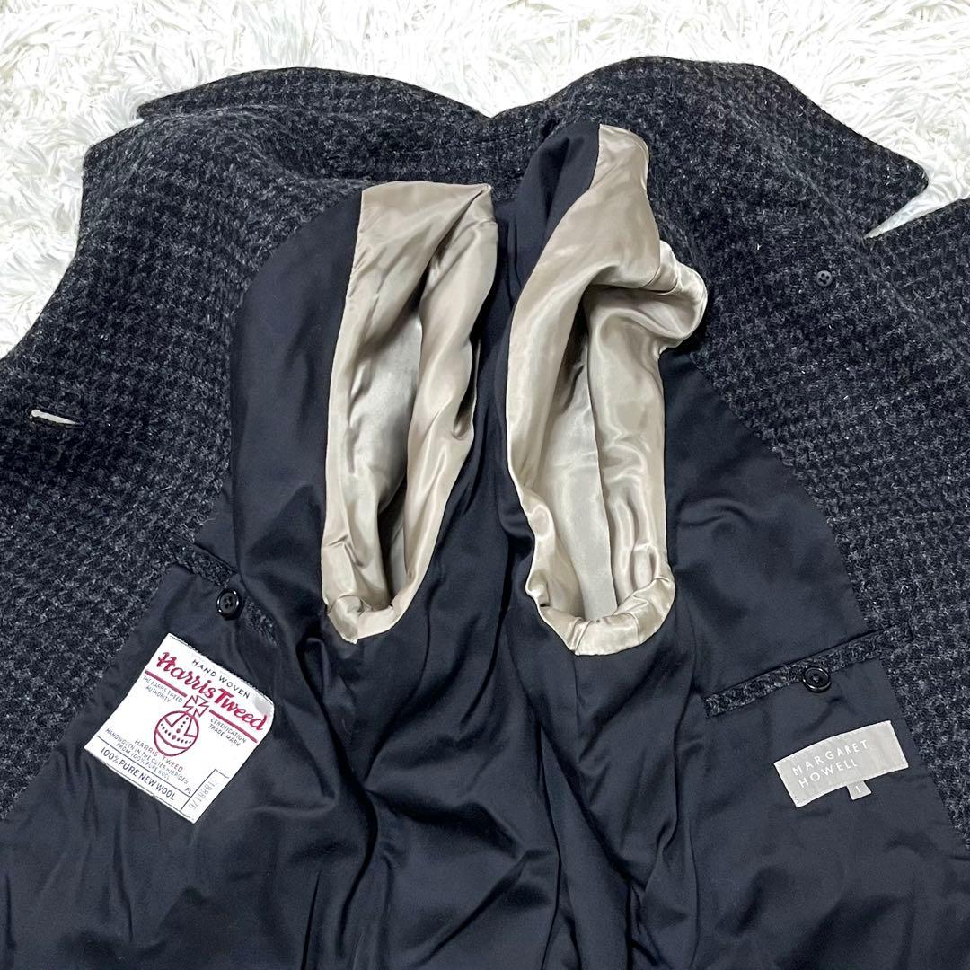 マーガレットハウエル ハリスツイード チェスターコート 格子柄 ウール