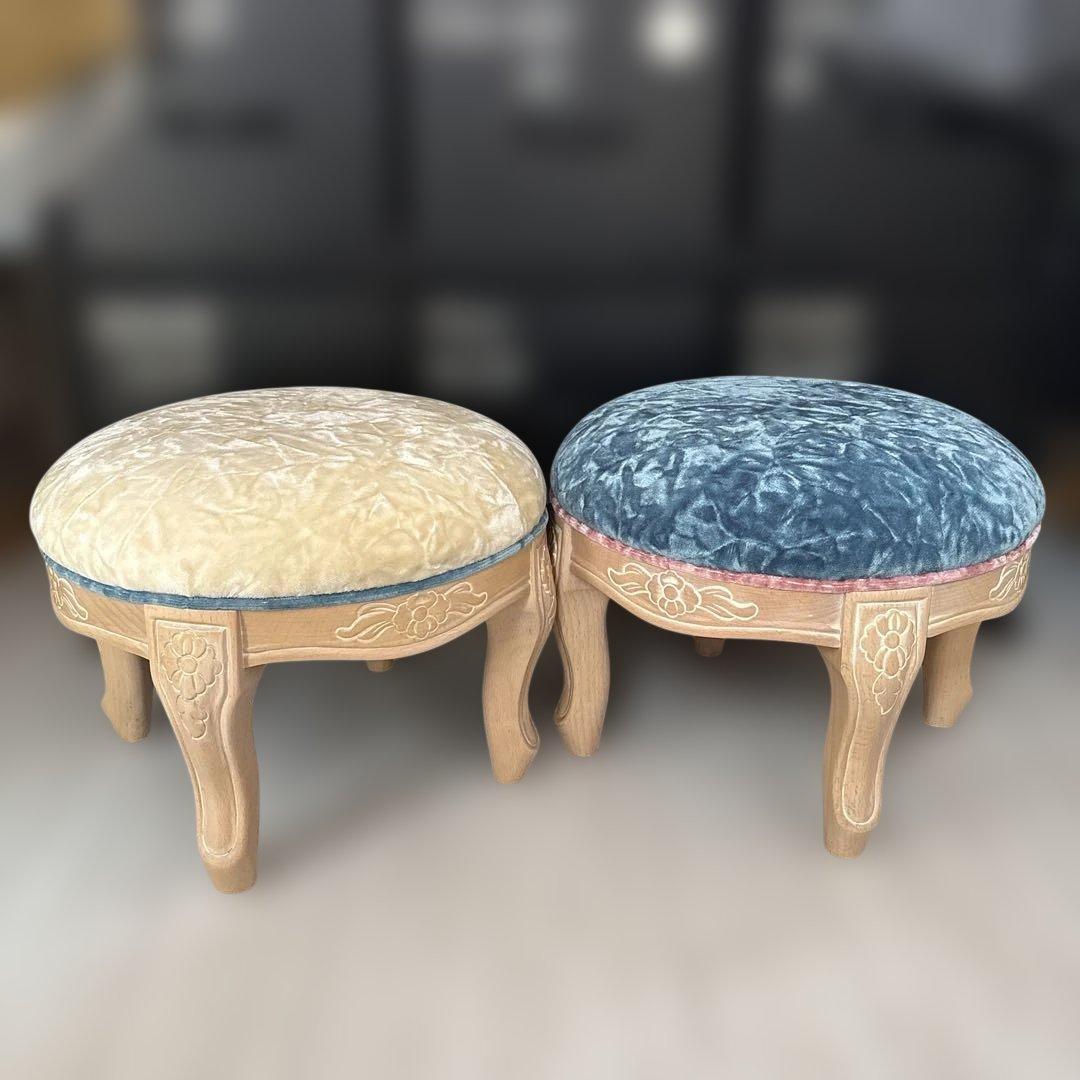 フットスツール　色褪せなし　美品　ベルベット　2脚セット　アフタヌーンティー AfternoonTea - アフタヌーンティー☆フットスツール の通販 by