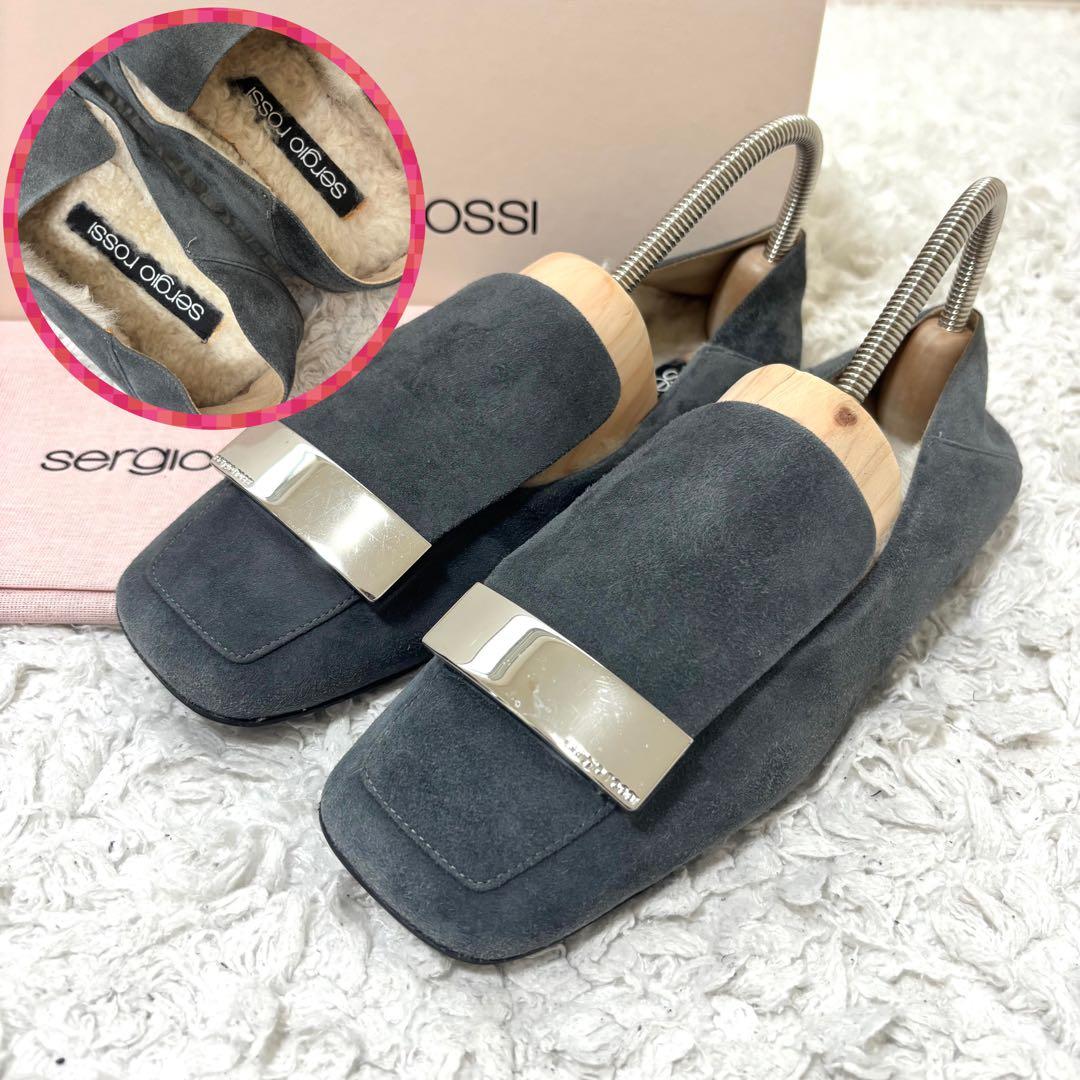 定価12万✨セルジオロッシ 23AW sr1 ムートン スリッポン ボア グレー