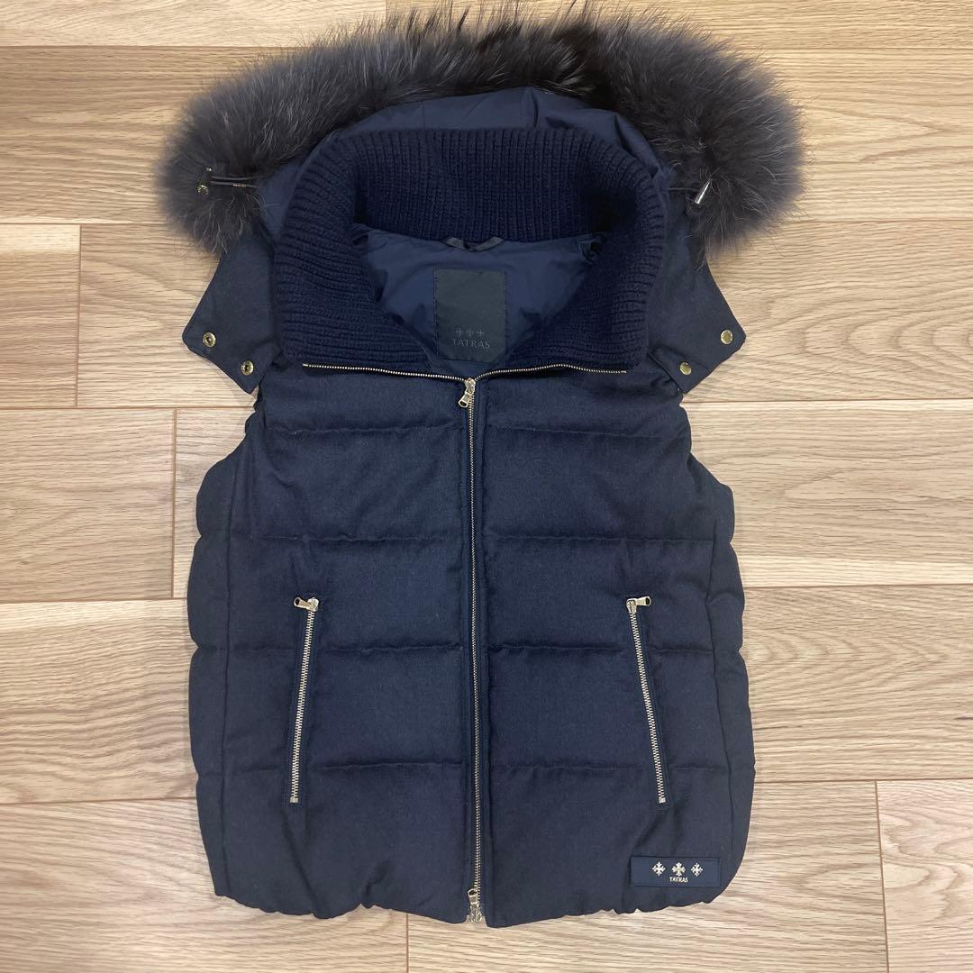 極美品☆ タトラス　TATRAS ネイビー ウール　01 ダウン　ベスト 極美品 定価7.6万 TATRAS ダウンベスト ウール ネイビー 3 タトラス