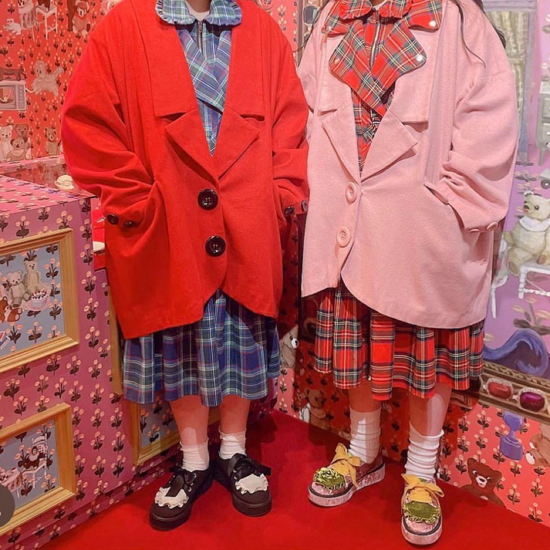 美品】heihei ローラペルジャケット レッド - メルカリ