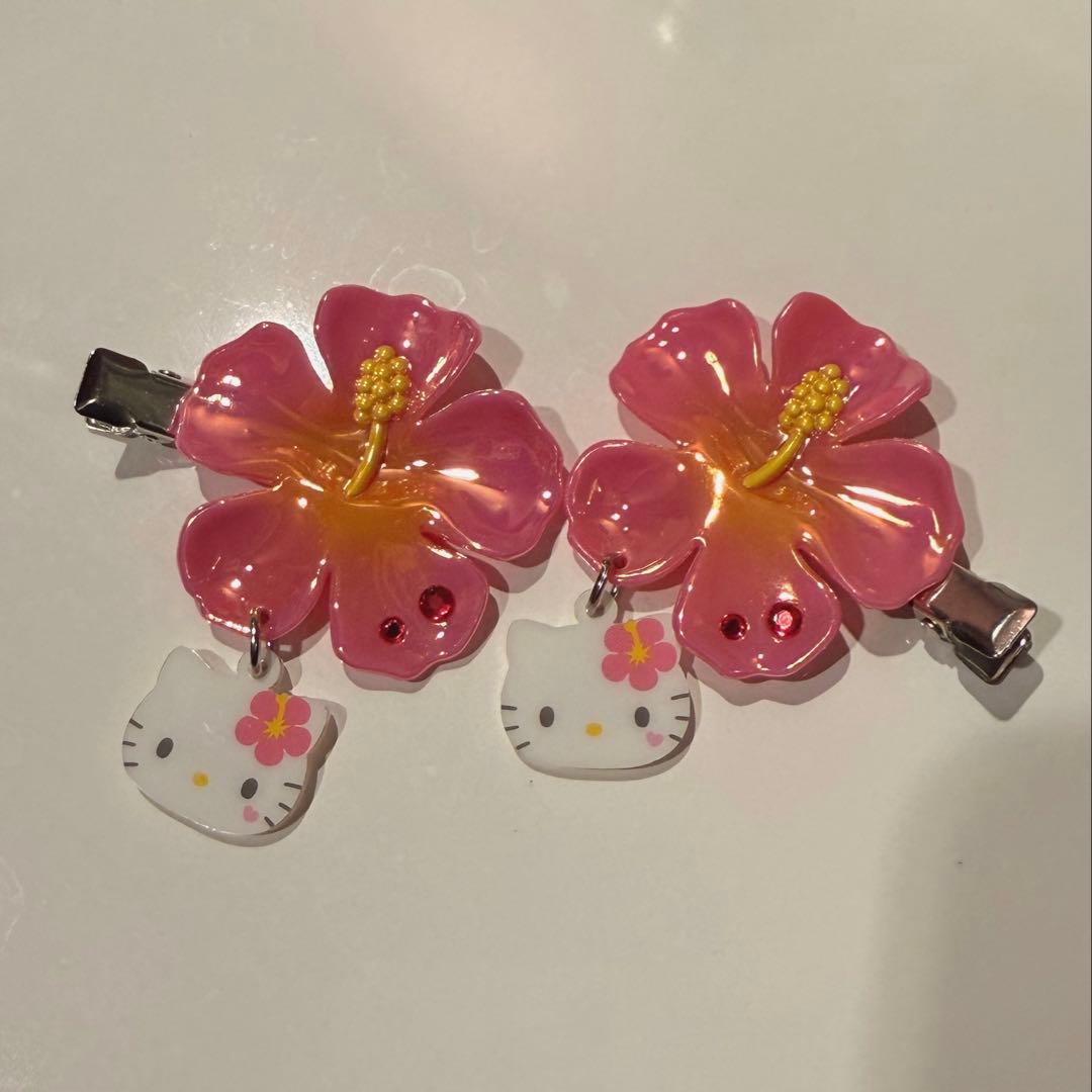 ハローキティ ハイビスカス ギャル 前髪クリップ レア 平成コギャル