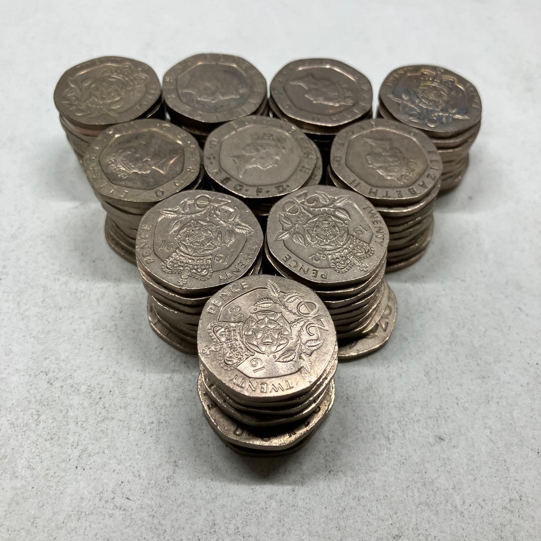 イギリス 20ペンス 100枚 コイン エリザベス 硬貨 古銭 まとめ売り B