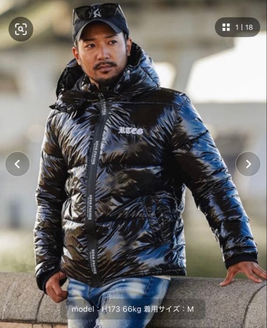 アダムスジャグラー RTEGダウンジャケット　ブラック　光沢　テカテカ アダムスジャグラー RTEG O.Eジャガードブルゾン 新品 ダウン