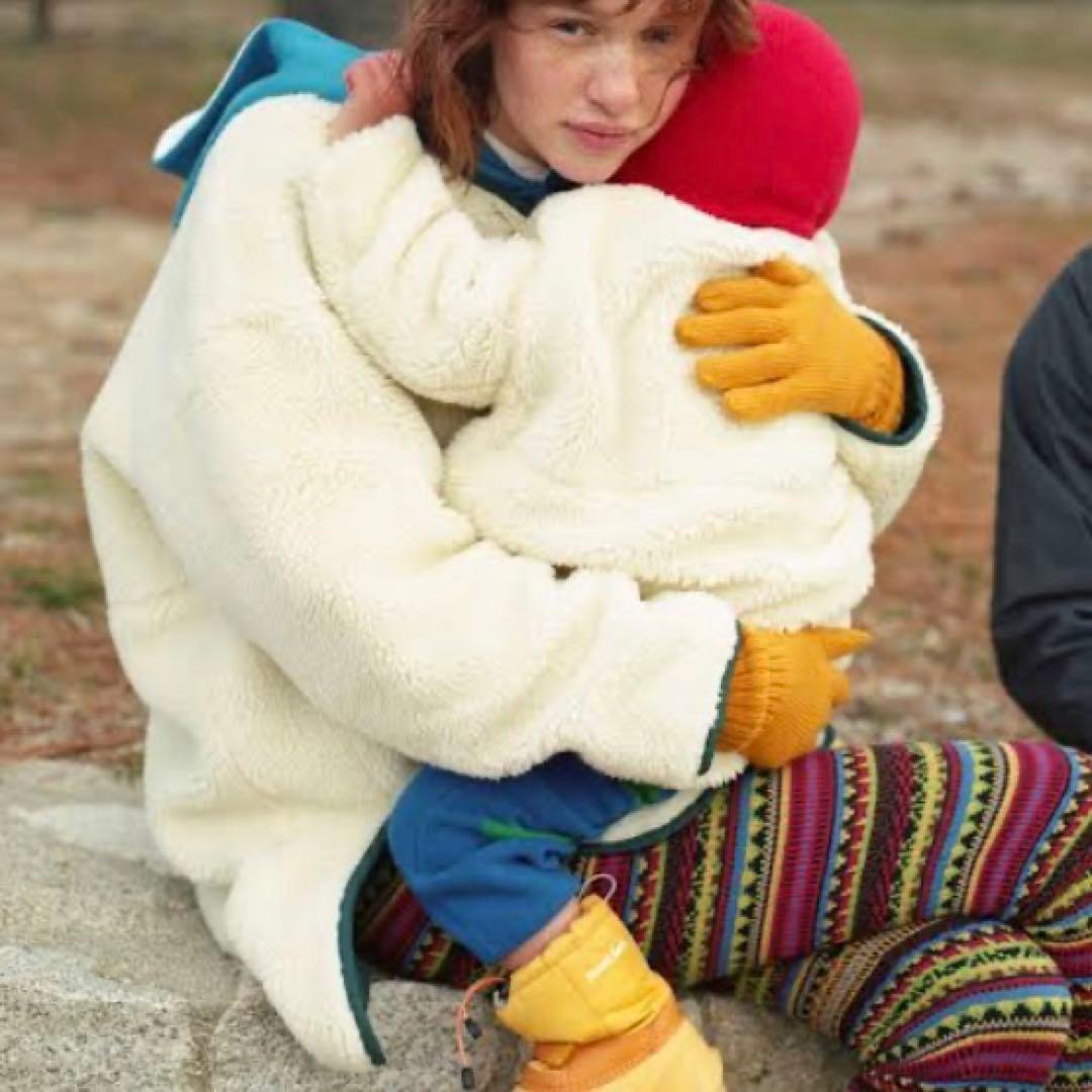 ナゴンスタンス ジップアップボアブルゾン オフホワイト キッズ130リバーシブル ikka（イッカ） ブルゾン アウター リバーシブルボアブルゾン（110