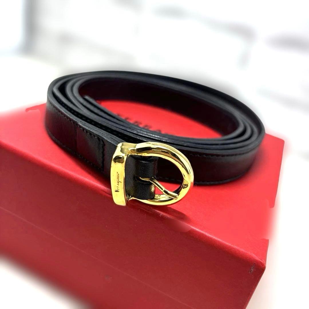 Salvatore Ferragamo レザーベルト ガンチーニ ブラック大きめ - メルカリ