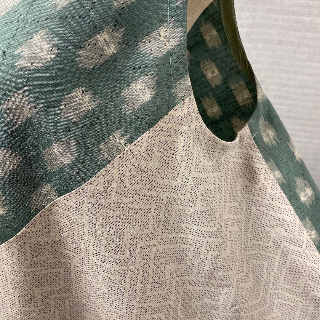 着物ワンピーステントラインロング丈《10》大島紬［都喜ヱ門&白大島］や紬L〜