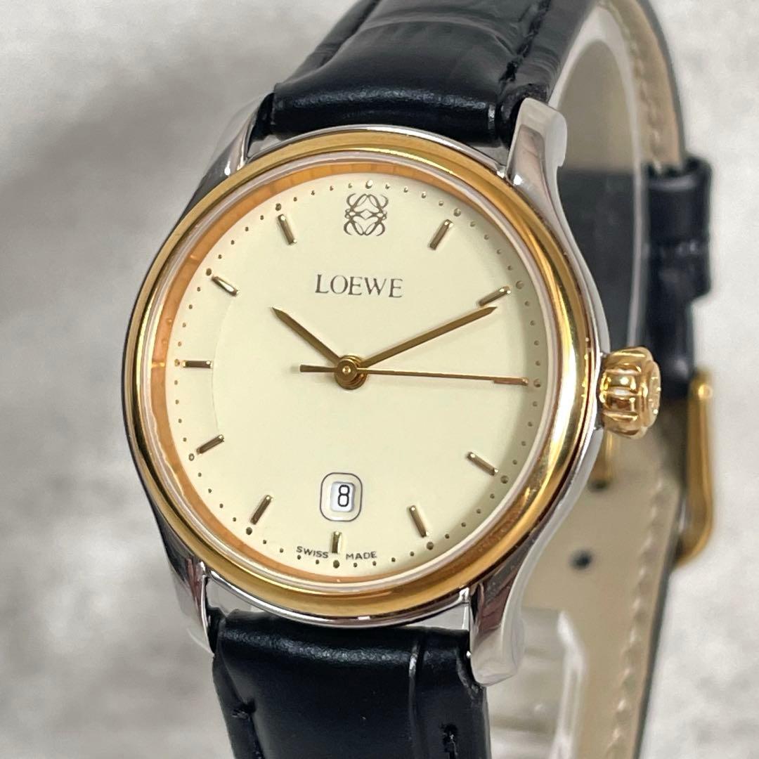 稼動品 LOEWE ロエベ アナグラム デイト コンビカラー レディース