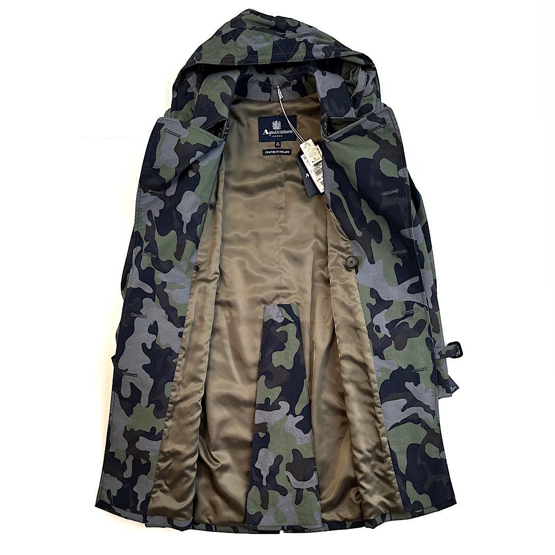 アクアスキュータム 定価18万 英国製 トレンチコート カモフラ 36 撥水