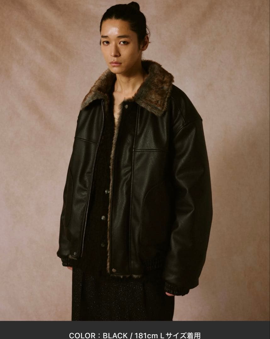フェイクレザーファー2wayリバーシブルフライトジャケット Lサイズ