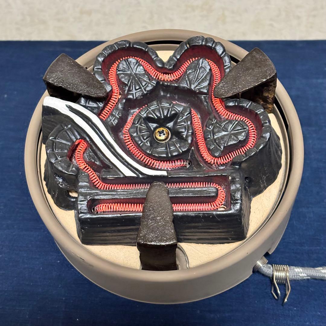 風炉/茶釜/電熱器/唐銅鬼面風炉釜/野々田製電熱器/敷板/茶道具/お点前