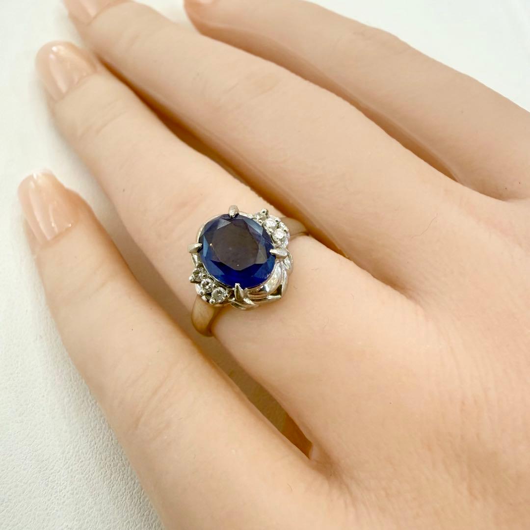 Pt900 ブルーサファイア 2.263ct ダイヤ 0.10ct リング