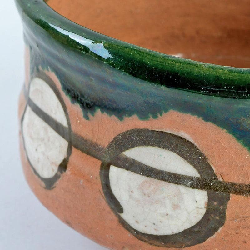 茶道具 八事窯 中村道年作 織部茶碗 仕覆付 時代箱 C 9440