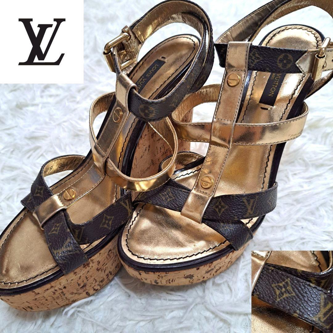 【LOUIS VUITTON】サンダル　モノグラム　ストラップ　ウェッジサンダル 夏の定番ウェッジソール♪】ルイヴィトン サンダル 厚底 (Louis