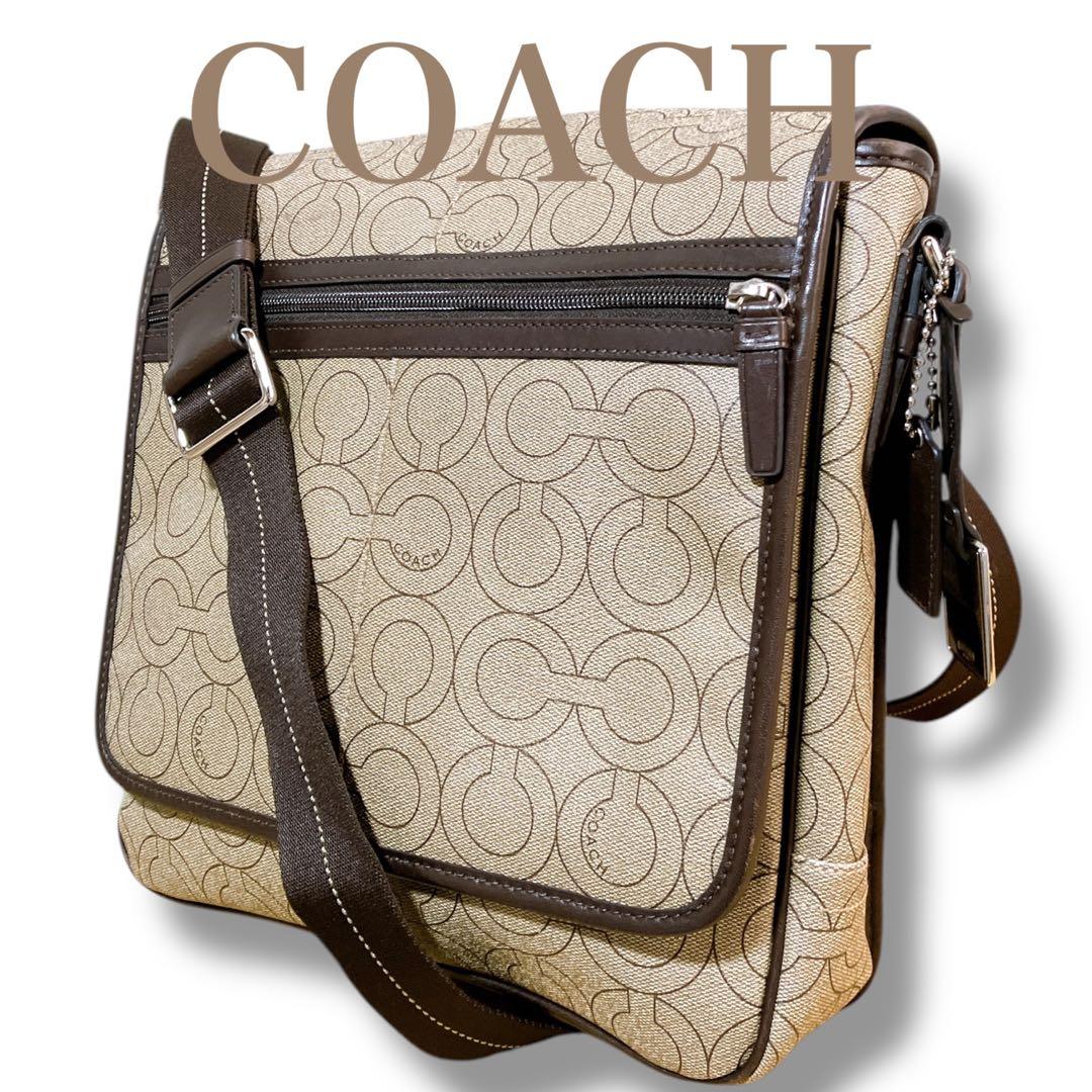 コーチ 良品 PVC オプアート 斜め掛け可 メッセンジャーバッグ