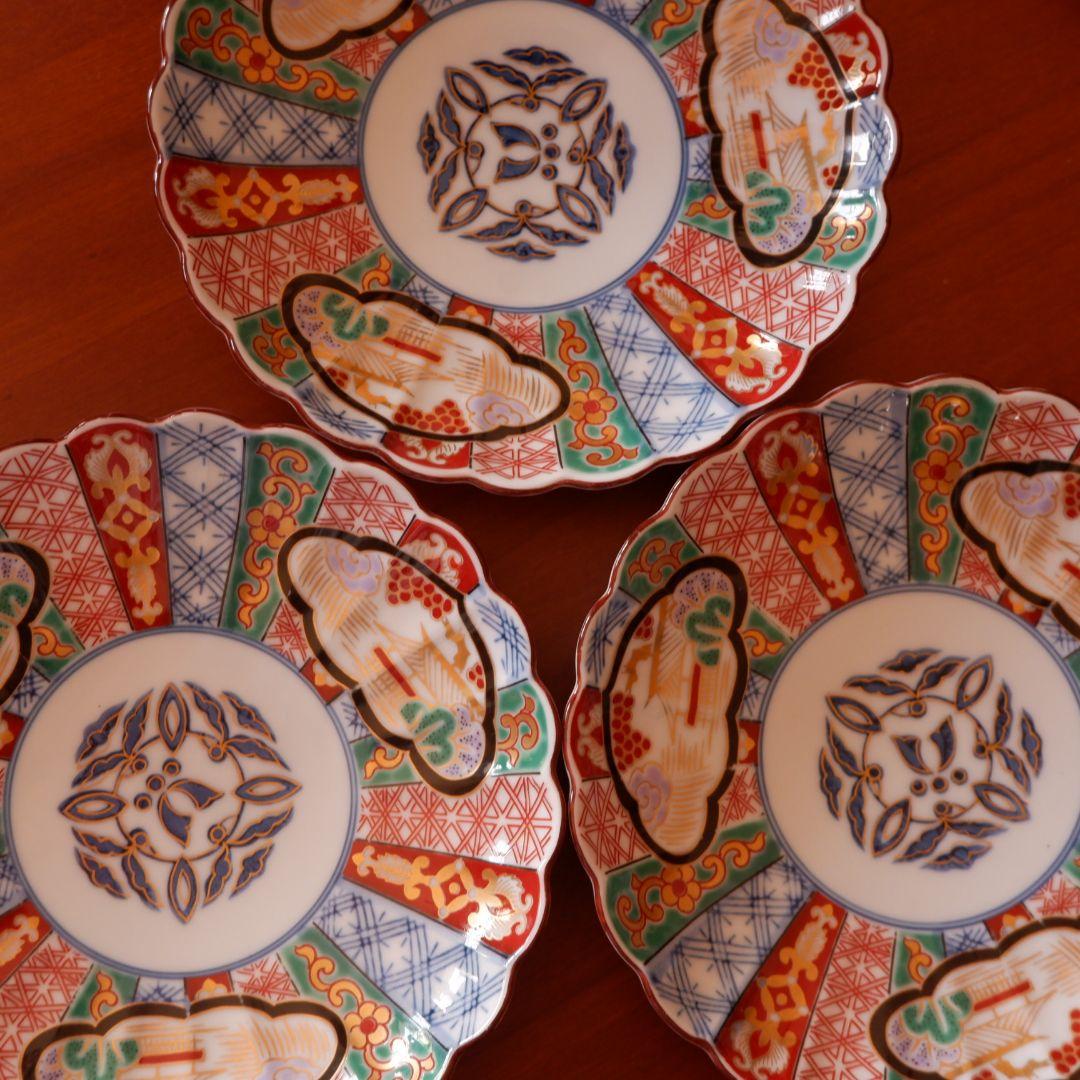 林九郎窯 三方割元禄地紋　3枚