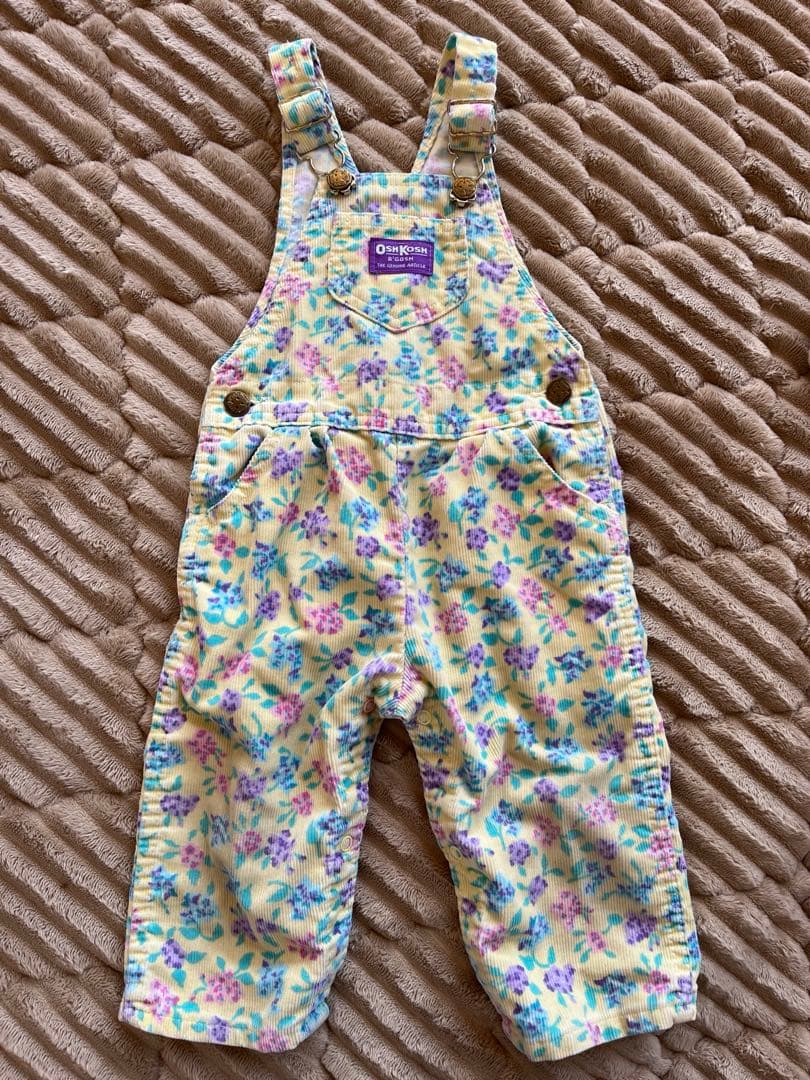 オシュコシュ　花柄オーバーオール　90cm オシュコシュ 花柄バブルオール 4T キッズヴィンテージ USA製｜Yahoo