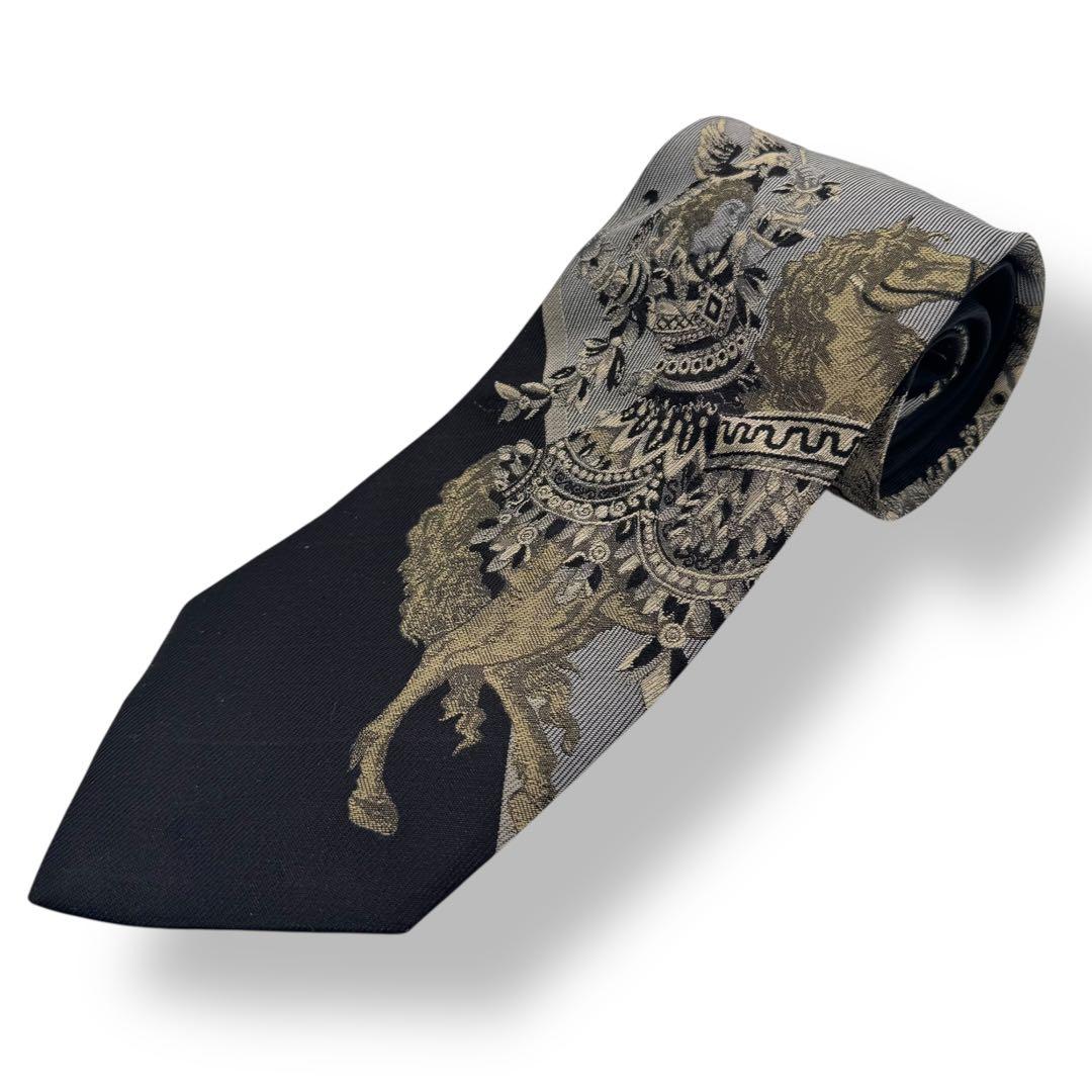 GIANNI VERSACE ヴェルサーチ ネクタイ ジャガード 黒 シルク GIANNI VERSACE ヴェルサーチ ネクタイ ジャガード 黒 シルク