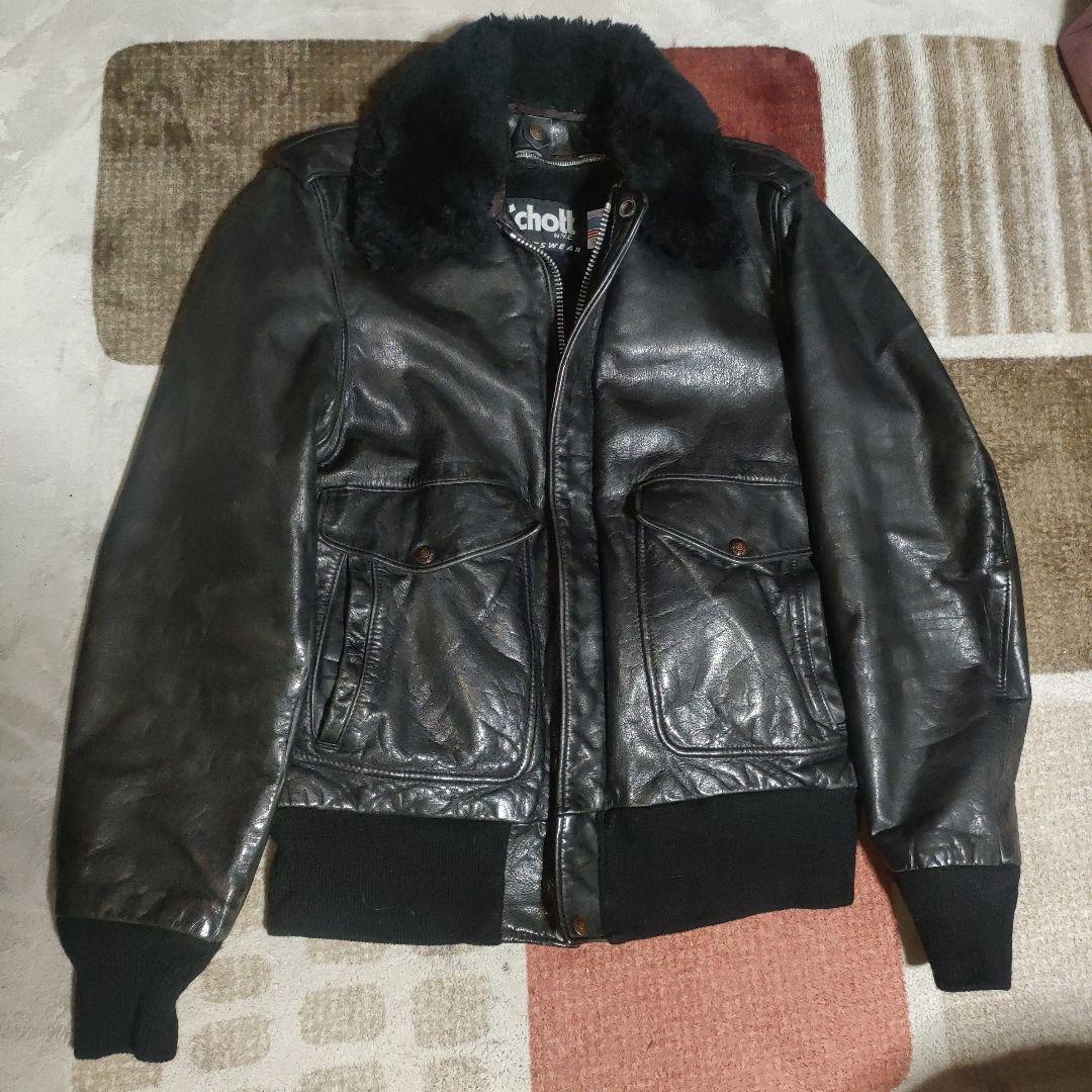 完品人気黒Schott184SMフライトジャケット38 ダメでも対応有