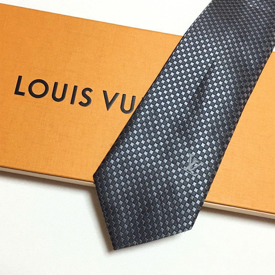 未使用級 ルイヴィトン Louis Vuitton ネクタイ グレー ダミエ - メルカリ