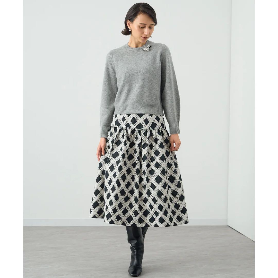 アナイ ANAYI チェックジャガードローギャザー スカート - メルカリ