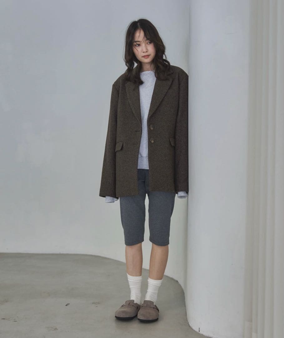 feepur ウール混テーラードジャケット ブラウンMサイズ