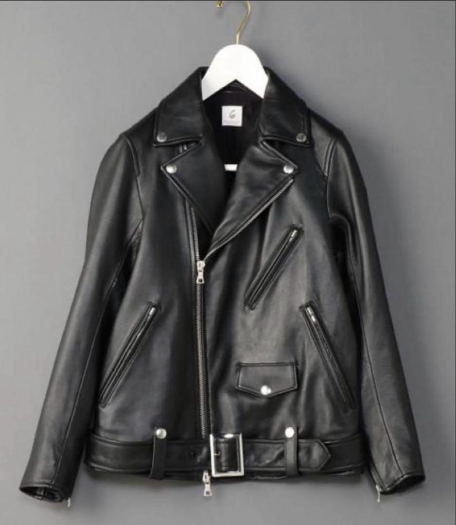6(ROKU)beauty&youth ライダースジャケット ダブル ラムレザー BEAUTY&YOUTH UNITED ARROWS（ビューティーアンドユースユナイテッド