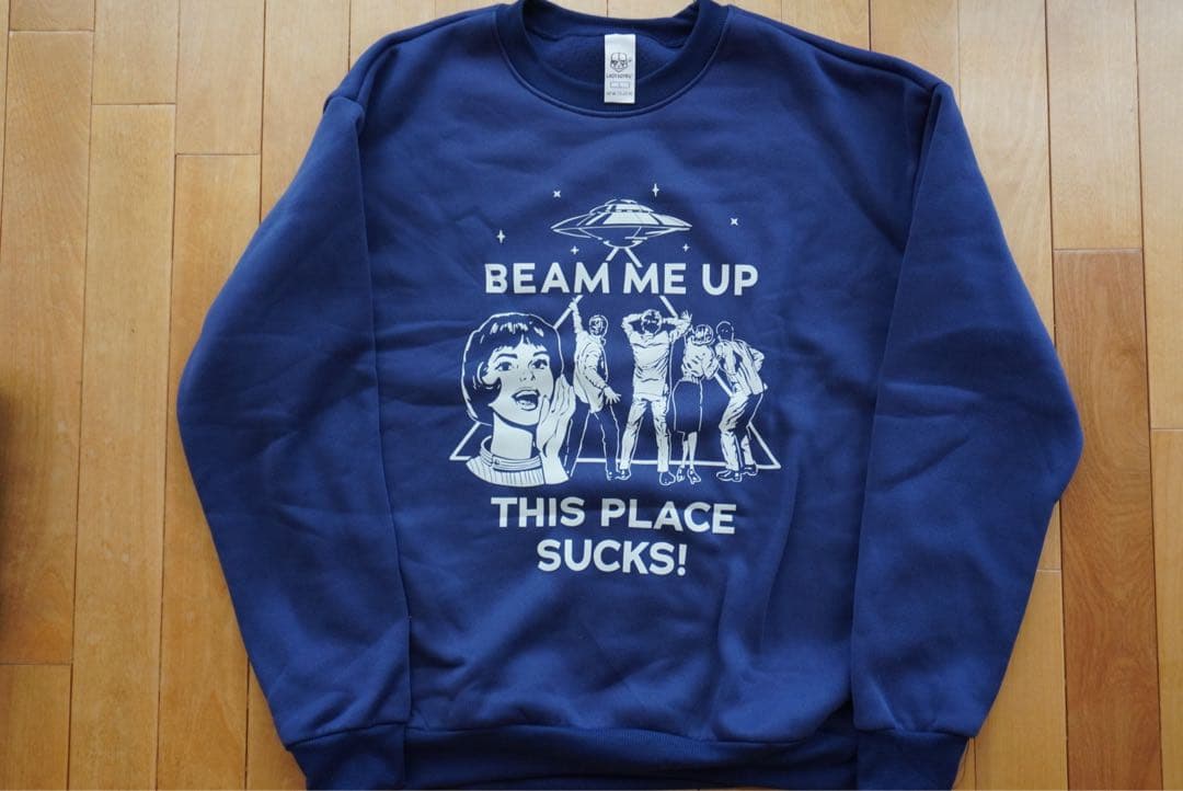 Lサイズ ストレンジャーシングス BEAM ME UP スウェット ネイビー