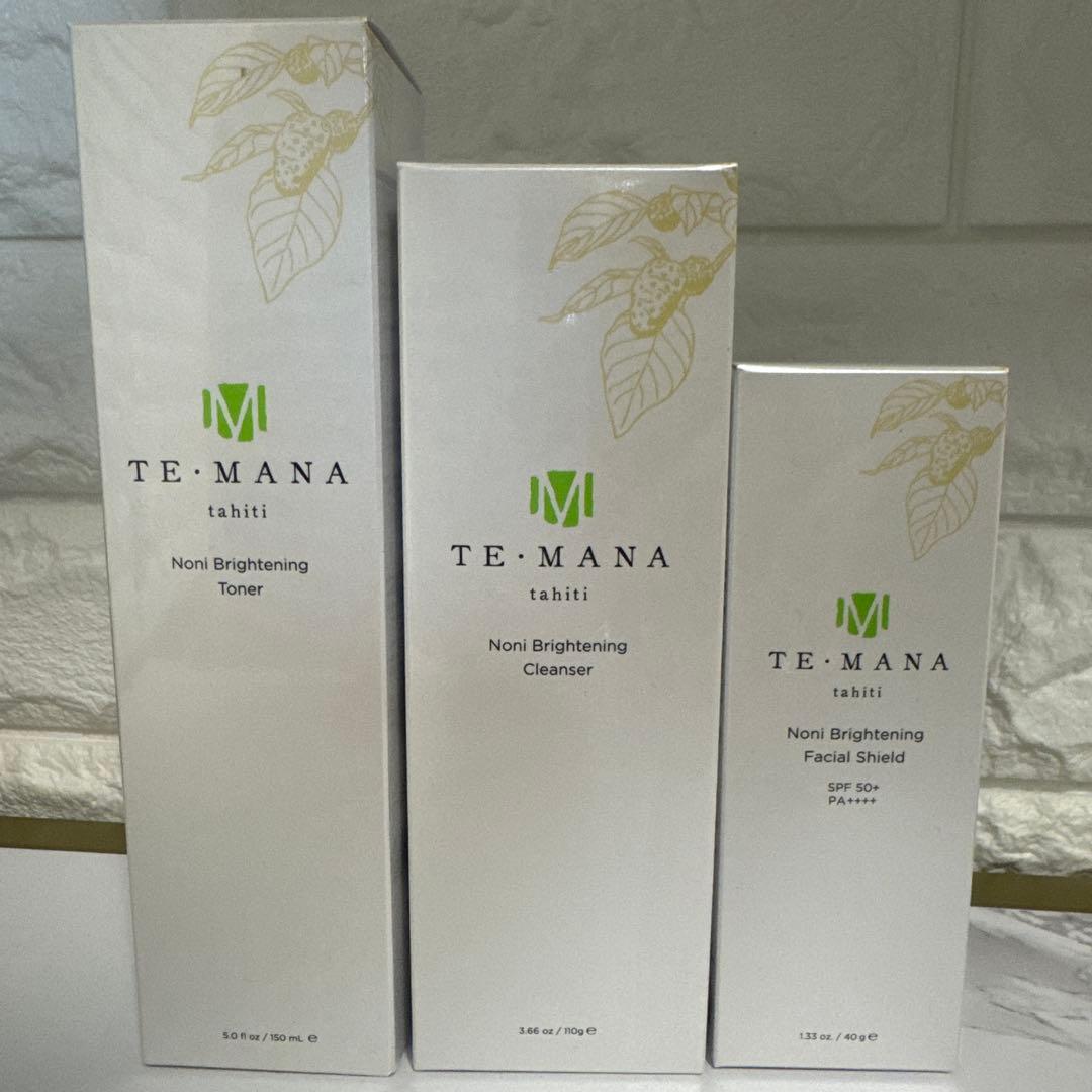 テマナノニブライトニングトナー、クレンザー、フェイシャルシールド3