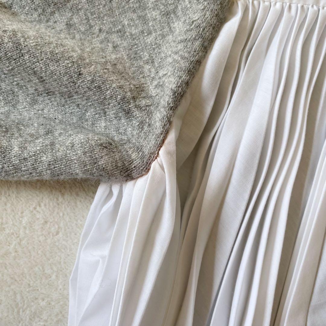 sacai サカイ 異素材ドッキング ニットプルオーバー プリーツ グレー M