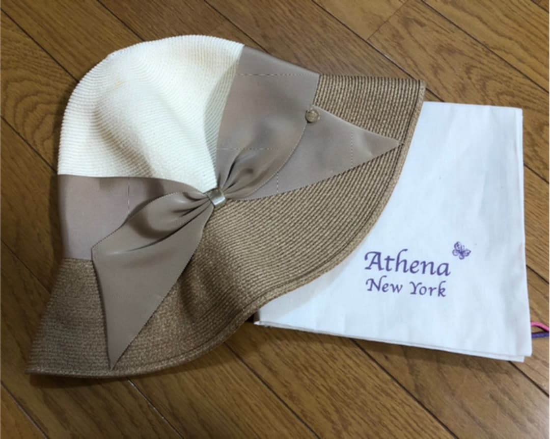 新品同様 アシーナニューヨーク ハット リサコ ベージュ リボン 麦わら