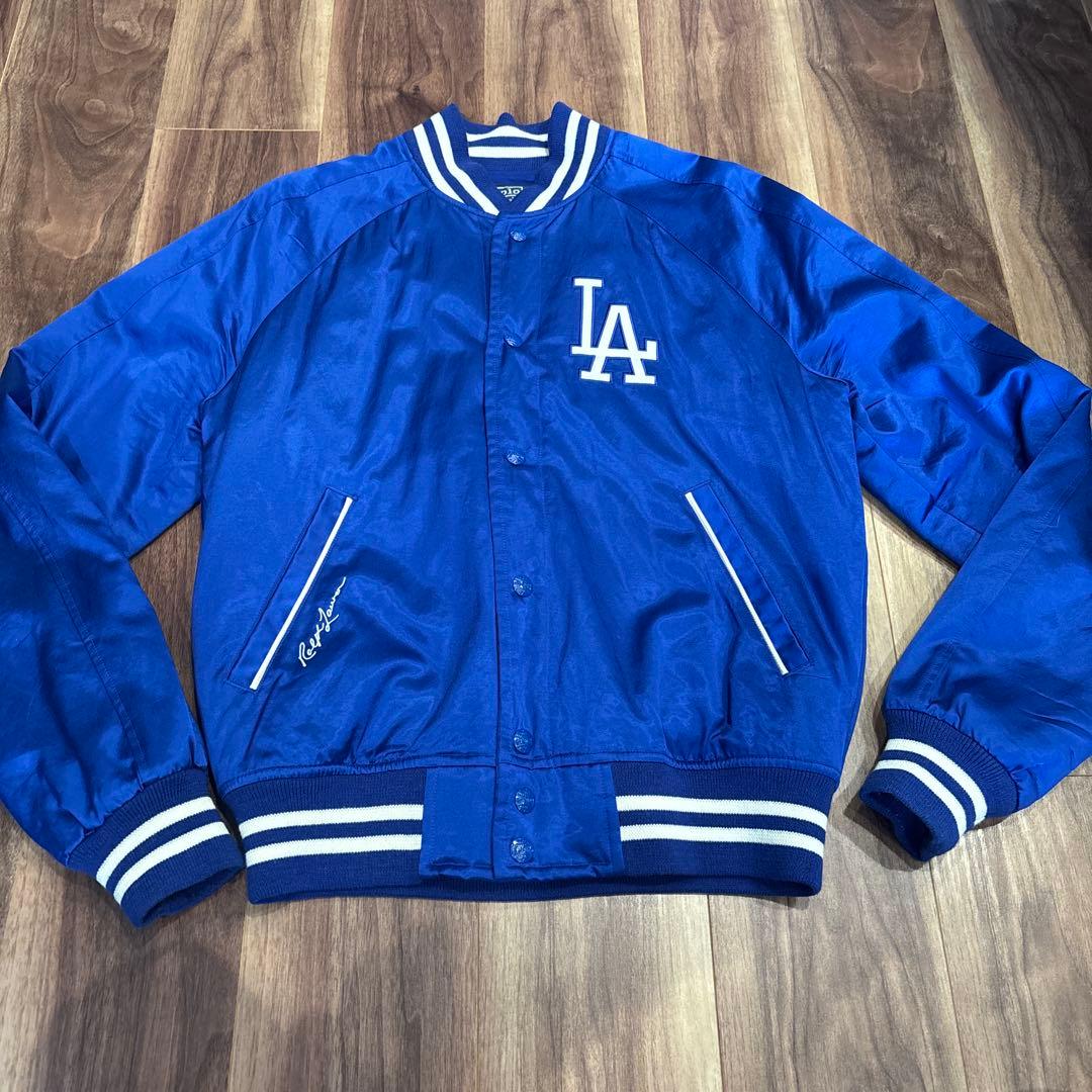 美品ポロ ラルフローレン x ドジャース / スタジャンサテンジャケット