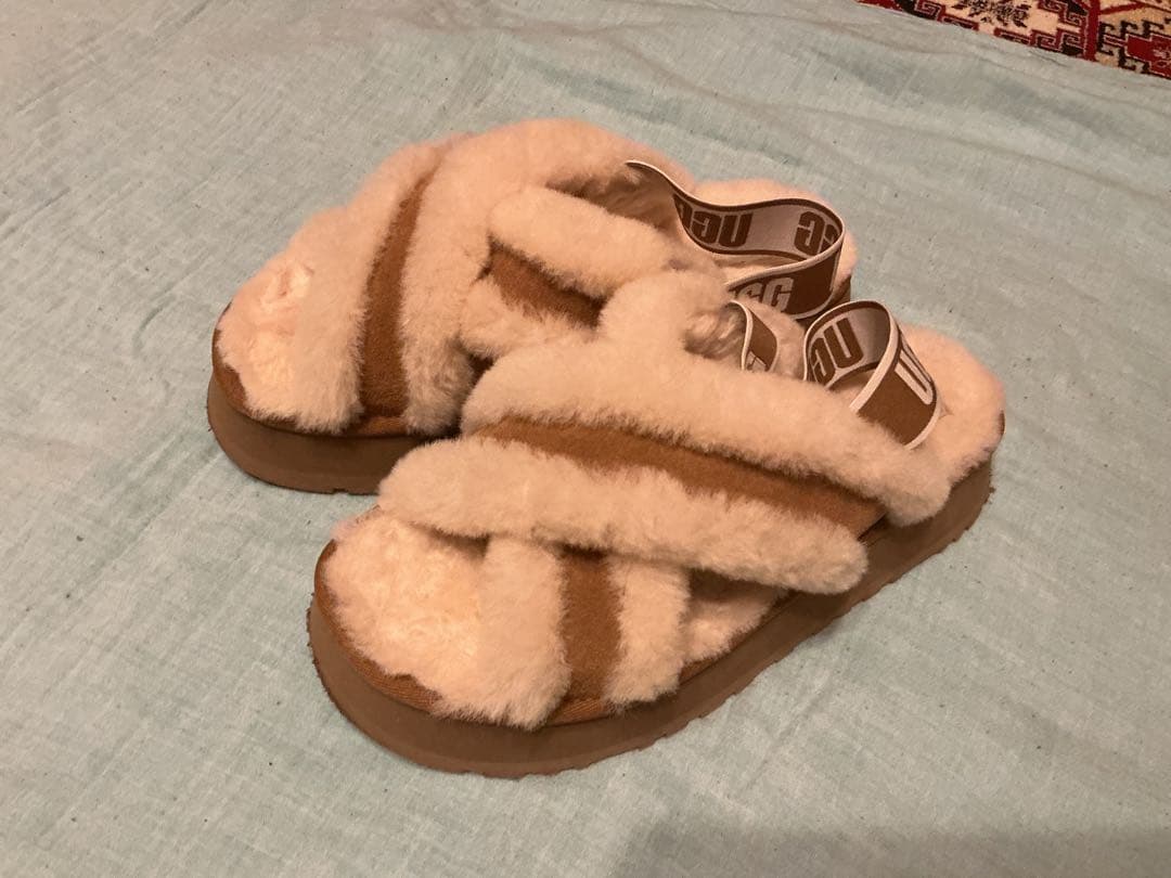 UGG ファーサンダル ベージュ厚底　冬用サンダル 楽天市場】UGG アグ ファンケット ファーサンダル キッズ レディース