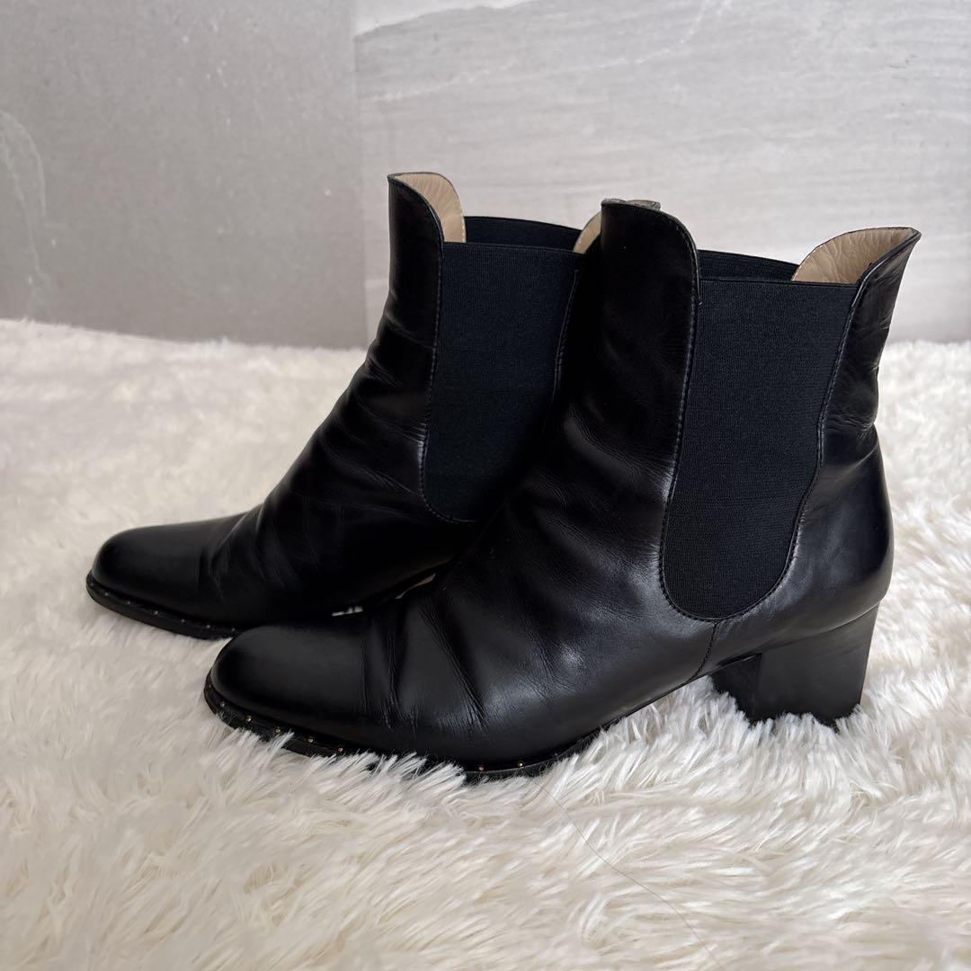 サルヴァトーレ フェラガモ サイドゴアブーツ 黒 レザー 24〜24.5cm