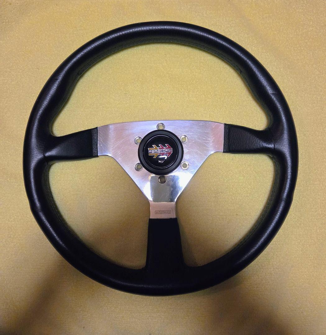 MOMO モモ ステアリング　ブラック　レザー 当時物　約34cm MOMO（モモ） 正規品 MOMO FULL SPEED 348D フルスピード 348D