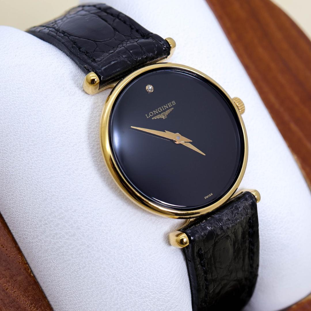 稼働 LONGINES グランドクラシック 腕時計 ダイヤ ブラック 3134