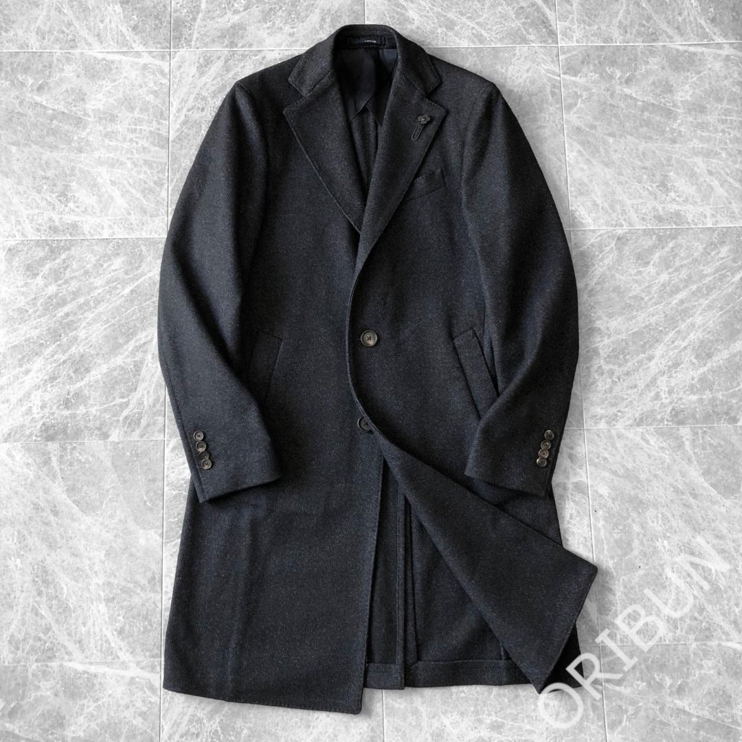 LARDINI 5者混ウールヘリンボーンチェスターコート スポルベリーノ