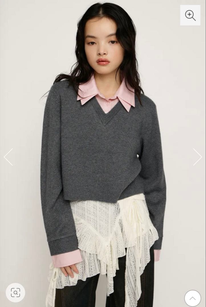 SLY LAYERED LIKE CROP KNIT トップス グレー LAYERED LIKE CROP KNIT TOPS レイヤードライククロップニットトップス