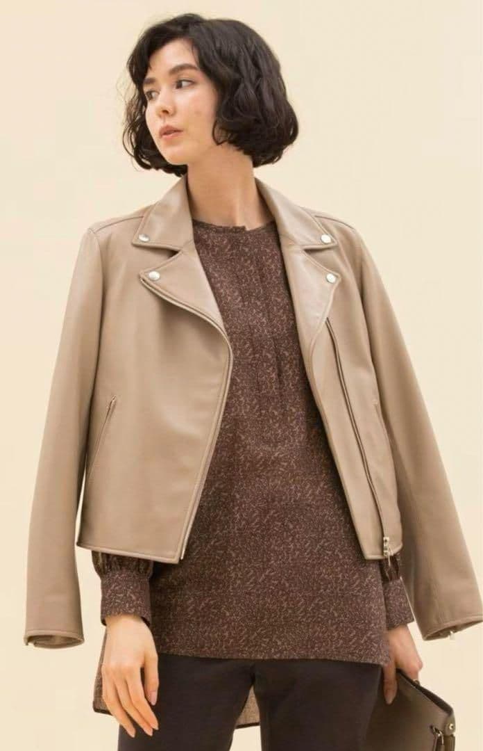 試着のみ美品✨23区 ラムレザーダブルライダースジャケット ベージュ