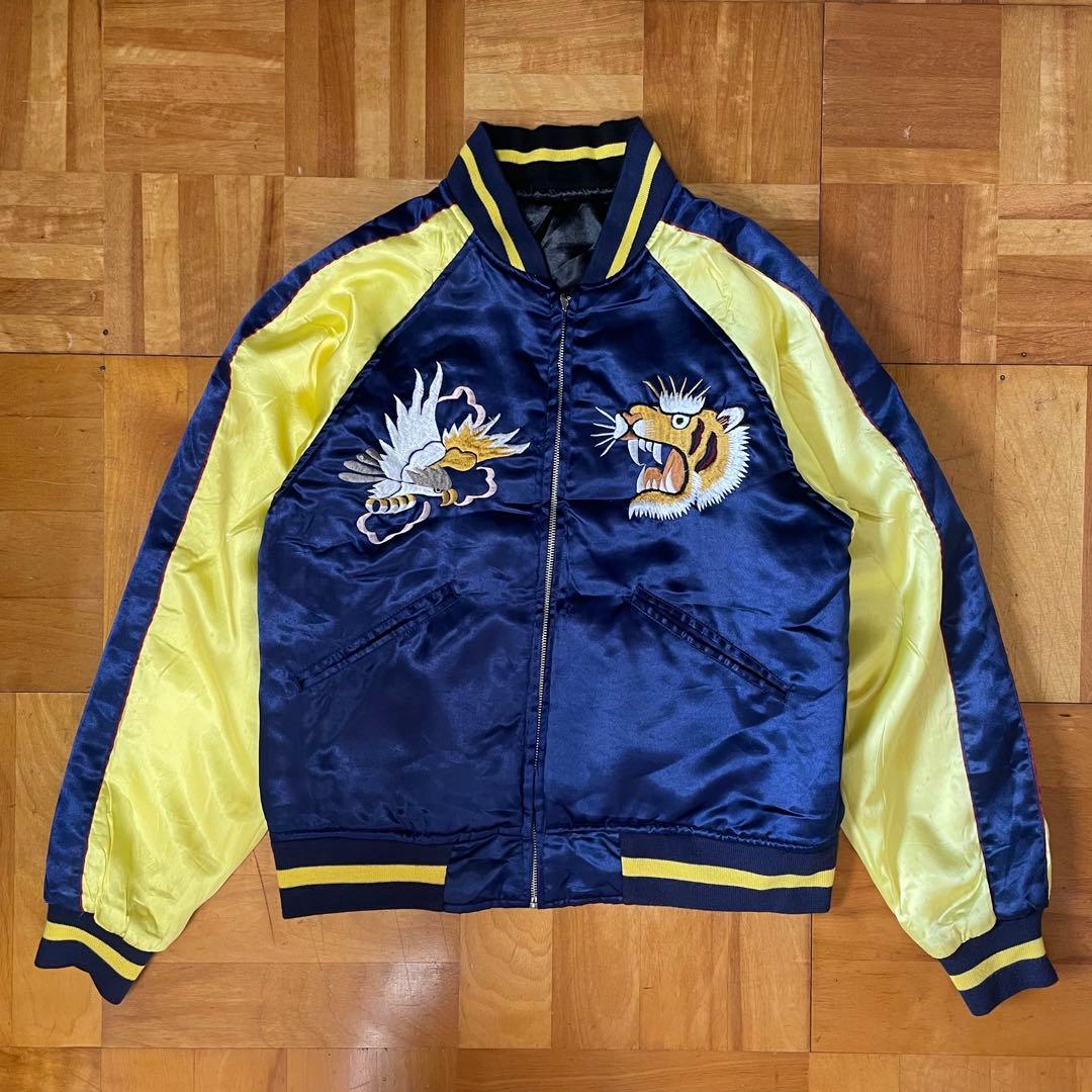 SALE】90sスカジャン 沖縄マップ シーサー 鷹 虎 龍 刺繍 - メルカリ