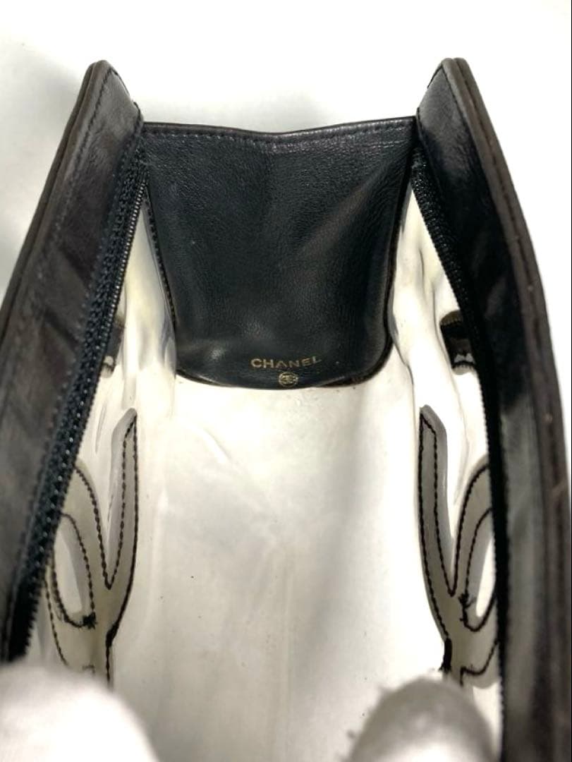 良品　シャネル　ココマーク　クリア　ビニール　クラッチバッグ　ポーチ　ブラック