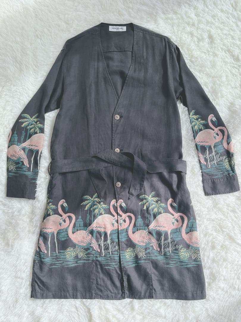 さささRUDE GALLERY フラミンゴ柄 ローブ/ガウン　チバユウスケ さささ様専用RUDE GALLERY フラミンゴ柄 ローブ/ガウン チバユウスケ