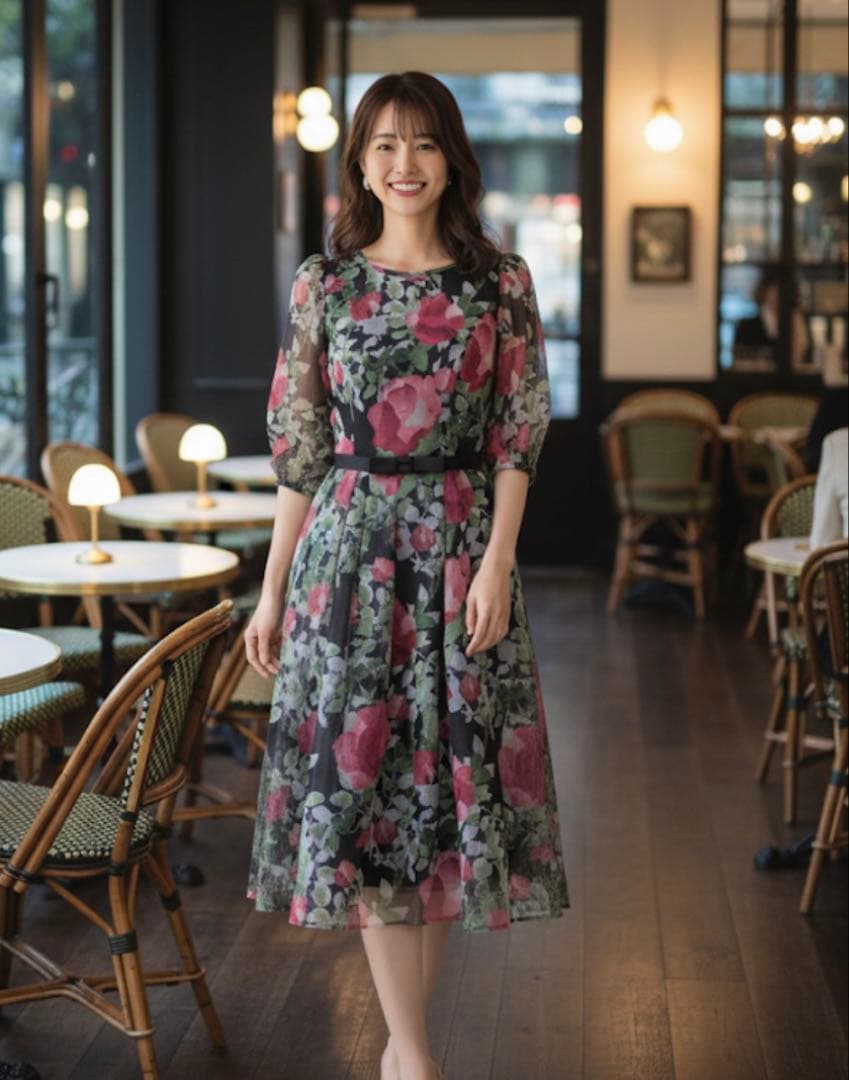 ＊美品✨ M’S GRACYワンピース 40 フラワープリント ほぐし柄フラワープリントドレス | msgracy