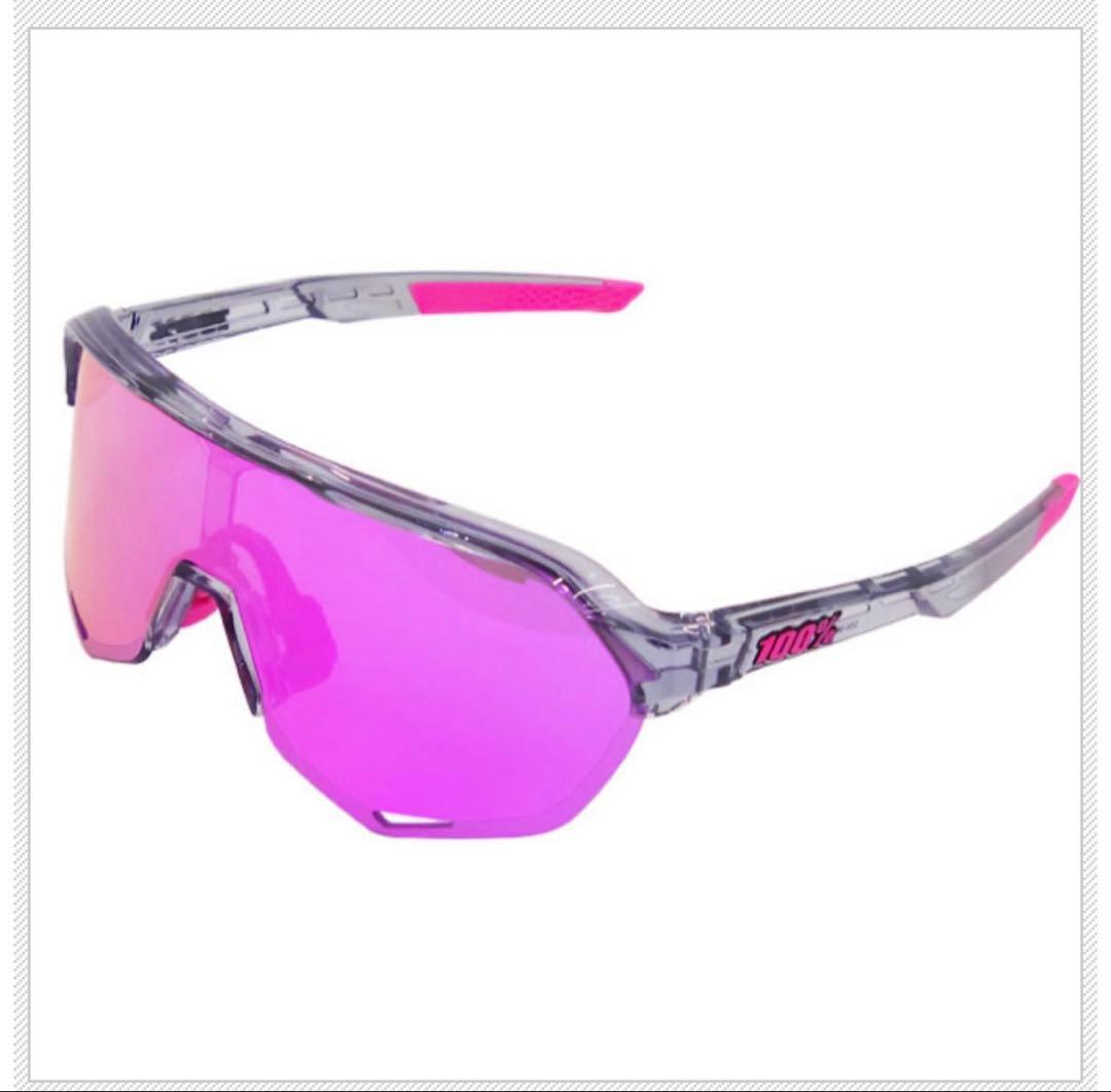100% スポーツサングラス クリア/ピンク - メルカリ